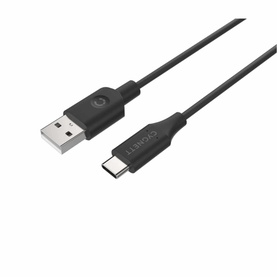 Cygnett Essentials USB-C 2.0 to USB-A Cable 1M in black, showing full cable length with USB-A and USB-C connectors