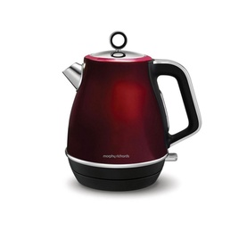 Morphy Richards Evoke Jug Kettle 1.5L in deep red with chrome accents, loop handle detail, and black base