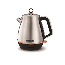 Morphy Richards Evoke Jug Kettle 1.5L in brushed stainless steel with rose gold handle and lid accent detail