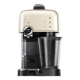 Lavazza Fantasia Coffee Machine in cream and black with integrated milk frother jug and retro-style domed lid