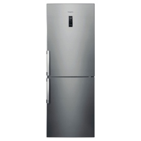 Hotpoint Freestanding Fridge Freezer in silver, bottom-freezer layout with stainless steel finish and bar handle