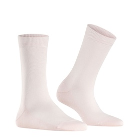 Falke Family Ankle Socks in light pink, plain cotton-rich knit, shown as a pair standing upright and laid flat