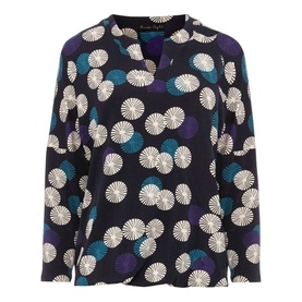 Fan Print Notch Neck Top