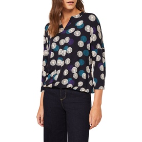 Fan Print Notch Neck Top