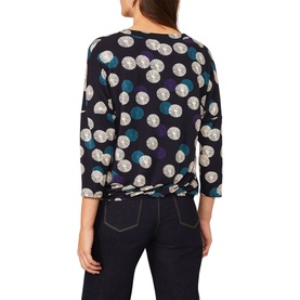 Fan Print Notch Neck Top