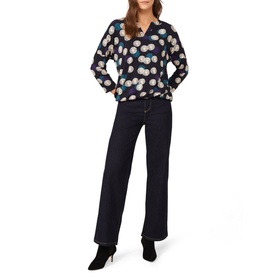 Fan Print Notch Neck Top