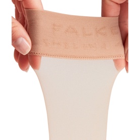 Falke Shelina Anklet Socks Brazil in brown, close-up of sensitive elasticated cuff, ultra-sheer tan finish