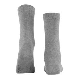 Falke Family Ankle Socks in light grey marl, shown from the back as a pair, ankle height with reinforced heel zone