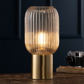 Fluted Glass Table Lamp & Bulb
