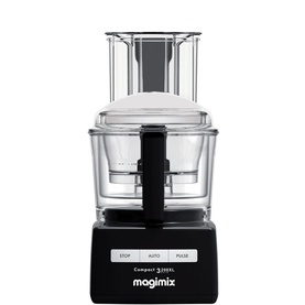 Magimix Compact 3200 XL Food Processor in black with clear 2.6L bowl, Stop, Auto and Pulse controls