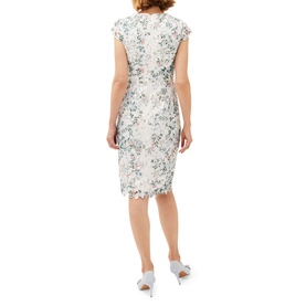 Model wearing Phase Eight Franky Lace Dress in cream, featuring cap sleeves, fitted silhouette and floral lace detail, styled with silver heels