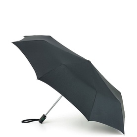 Fulton Open & Close 17 Automatic Umbrella in black, compact folding design with silver frame and wrist strap, 28cm when closed