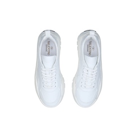 Valentino Gumboy Low Top Trainer in white, lace-up style with chunky white sole, top-down view showing both shoes