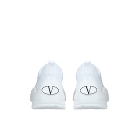 Valentino Gumboy Low Top Trainer in white, rear view showing VLogo branding on heel tab, white sole