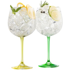 Gin & Tonic Set of Two Glasses - Lemon & Lime