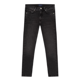 Gant Slim Fit Straight Leg Jeans in black, mid rise, five-pocket style with faded details, 98% cotton stretch denim
