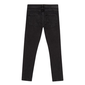 Gant Slim Fit Straight Leg Jeans in black denim, rear view showing five-pocket design with faded details and straight leg silhouette