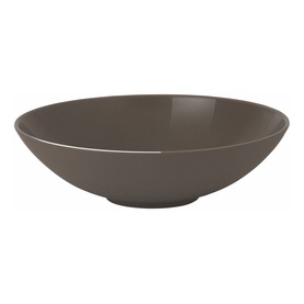 Wedgwood Gio Stone Serving Bowl 28.8cm in taupe, wide shallow form with smooth glazed finish, fine bone china