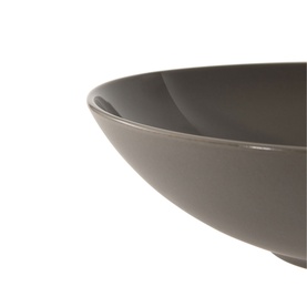 Wedgwood Gio Stone Serving Bowl 28.8cm in matte grey fine bone china, close-up showing curved rim and smooth interior