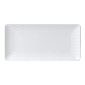 Wedgwood Gio Rectangular Tray 21cm in white bone china with embossed geometric pattern and contemporary minimalist design