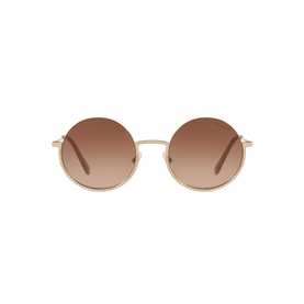 Miu Miu Round Sunglasses 0MU 69US in gold-tone metal with circular brown gradient lenses and slim temples