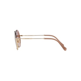 Miu Miu Round Sunglasses 0MU 69US in gold-tone metal with brown gradient lenses, shown from side profile