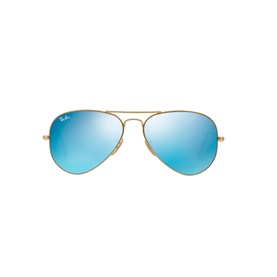 Ray-Ban Aviator Sunglasses RB3025 in gold-tone metal frame with blue mirror lenses, classic teardrop shape