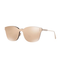 Christian Dior DiroColourQuake2 Sunglasses in gold, frameless cat-eye silhouette with mirrored lenses and slim gold metal temples