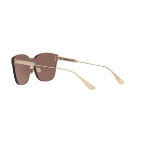 Christian Dior DiroColourQuake2 Sunglasses in gold, featuring rimless brown lenses and slim gold metal temples, side angle view