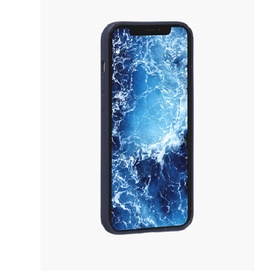 DBramante Grenen iPhone 12/12 Pro Ocean Blue Case in blue, slim profile with ocean wave screen graphic, angled view