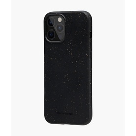 DBramante Grenen iPhone 12/12 Pro Black Case, matte black with speckled texture and dual camera cutout, back view