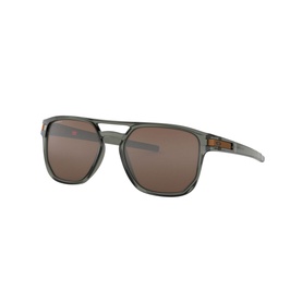 Oakley Latch Beta Square Sunglasses in green, square frames with brown-tinted lenses and textured temples