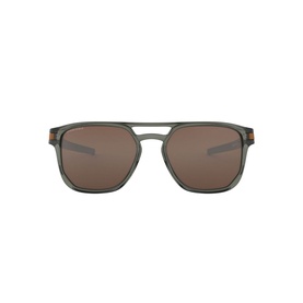 Oakley Latch Beta Square Sunglasses in green with square frames, double bridge, and brown-tinted lenses, front view