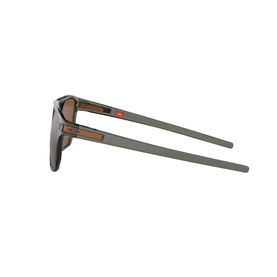 Oakley Latch Beta Square Sunglasses in green, side profile view showing slim temples with red Oakley logo detail