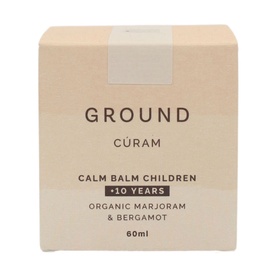 Ground Wellbeing Calm Balm 10 Years+ in beige kraft box, 60ml balm with organic marjoram and bergamot for children