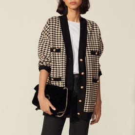 Dane Houndstooth Long Cardigan