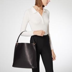YSL Tag Leather Hobo Bag