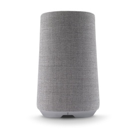 Harman Kardon Citation 100 Speaker in light grey woven fabric finish, cylindrical tapered form with white base