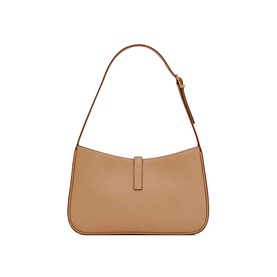 Saint Laurent Le 5 &Agrave; 7 Leather Hobo Bag in brown calfskin with bronze-tone hardware and adjustable shoulder strap