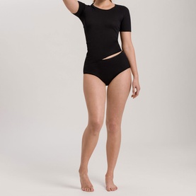 Cotton Seamless Short Sleeve Top Black