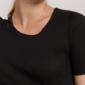 Cotton Seamless Short Sleeve Top Black