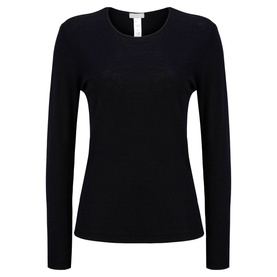 Long Sleeve Wool Silk Top Black