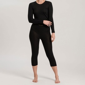 Long Sleeve Wool Silk Top Black