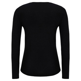 Long Sleeve Wool Silk Top Black