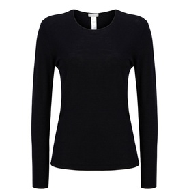 Long Sleeve Wool Silk Top Black