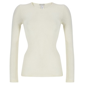 Woolen Silk Long Sleeve Top White