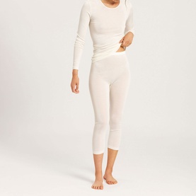 Woolen Silk Long Sleeve Top White