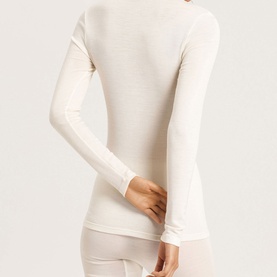 Woolen Silk Long Sleeve Top White