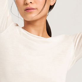 Woolen Silk Long Sleeve Top White