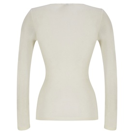 Woolen Silk Long Sleeve Top White